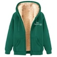 thumbnail image 1 of XPMWRP Women's Hooded Fleece Jacket Oversized Solid Color Zip Coat Fall Winter Warm Long Sleeve Loose Jacket with Pockets Green XL, 1 of 4