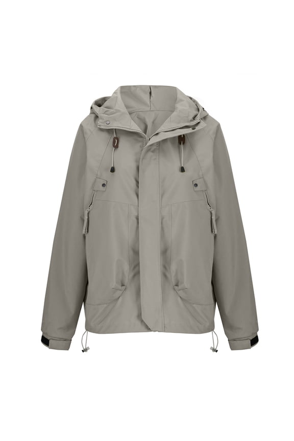 Women's Hooded Outdoor Hiking Jacket Long Sleeve Solid Color Zip Up Coats Fall Winter Windbreaker Trendy Clothes with Pockets Yellow XXXL