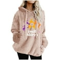 thumbnail image 1 of XPMWRP Women's Hoodie Drawstring Sweatshirts Letter Printed Double Sided Fleece Sweatshirts Long Sleeve Winter Warm Pullover with Pocket Pink XXXL, 1 of 4