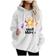thumbnail image 1 of XPMWRP Women's Hoodie Drawstring Sweatshirts Letter Printed Double Sided Fleece Sweatshirts Long Sleeve Winter Warm Pullover with Pocket White L, 1 of 4