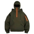 thumbnail image 1 of XPMWRP Women's Hoodies Casual Winter Warm Sweatshirt Solid Color Loose Long Sleeved Quarter Zip Pullover With Face Mask and Pockets Green XL, 1 of 6