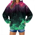 thumbnail image 1 of XPMWRP Women's Hoodies Pullover Fire Printed Hooded Sweatshirts Casaul Long Sleeve Drawstring Pullover Fashion Fall Winter Sweatshirt with Pocket Green S, 1 of 9