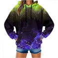 thumbnail image 1 of XPMWRP Women's Hoodies Pullover Fire Printed Hooded Sweatshirts Casaul Long Sleeve Drawstring Pullover Fashion Fall Winter Sweatshirt with Pocket Purple XXL, 1 of 9