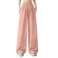 thumbnail image 1 of XPMWRP Women's Ice Silk Plus Size Wide Leg Dress Pants High Waisted Loose Versatile Business Casual Pants with Pockets Pink XXXXL, 1 of 9