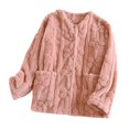 thumbnail image 1 of XPMWRP Women's Jacquard Flannel Solid Color Jackets Fuzzy Fleece Winter Warm Long Sleeve Casual Button Up Outerwear Coats with Pockets Pink L, 1 of 2