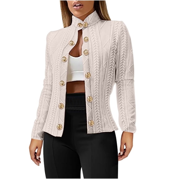 XPMWRP Women's Long Sleeve Button Coat Soft Breathable Fabric Casual Top Perfect for Spring Summer Daily Wear Stylish Jacket Ideal for Holiday Parties Beige M