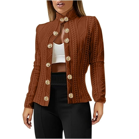 XPMWRP Women's Long Sleeve Button Coat Soft Breathable Fabric Casual Top Perfect for Spring Summer Daily Wear Stylish Jacket Ideal for Holiday Parties Brown M