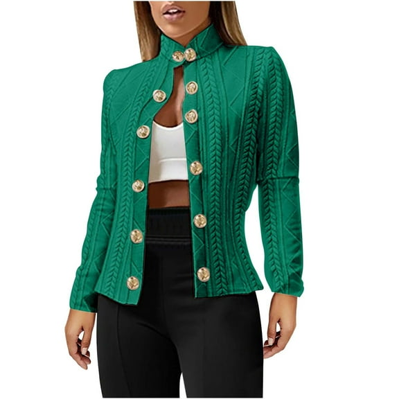 XPMWRP Women's Long Sleeve Button Coat Soft Breathable Fabric Casual Top Perfect for Spring Summer Daily Wear Stylish Jacket Ideal for Holiday Parties Green XL