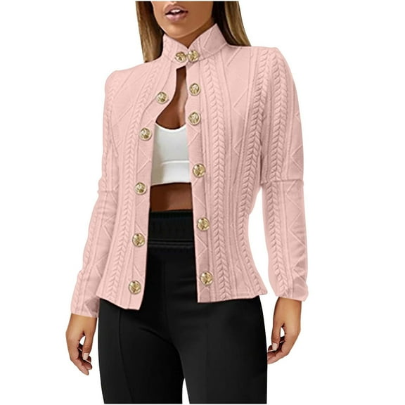 XPMWRP Women's Long Sleeve Button Coat Soft Breathable Fabric Casual Top Perfect for Spring Summer Daily Wear Stylish Jacket Ideal for Holiday Parties Pink XL