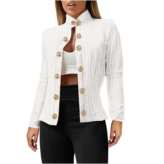 XPMWRP Women's Long Sleeve Button Coat Soft Breathable Fabric Casual Top Perfect for Spring Summer Daily Wear Stylish Jacket Ideal for Holiday Parties White S