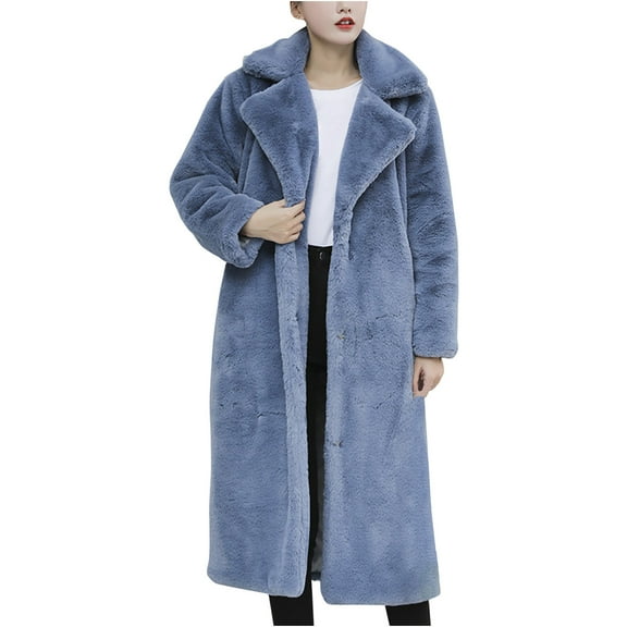 XPMWRP Women's Long Sleeve Loose Coat Open Front Casual Work Daily Wear and Parties Cozy Trench for Winter Fashion Outerwear with Pockets Blue M