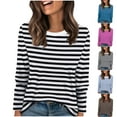thumbnail image 1 of XPMWRP Women's Long Sleeve Top Blouse Fall Casual Trendy Colourful Striped Sweatshirt Crewneck Loose Casual Shirts Hot Pink XXXL, 1 of 7