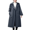 thumbnail image 1 of XPMWRP Women's Long Trench Solid Color Coats Double Breasted Long Sleeve Winter Jackets Lapel Pockets Maxi Overcoat Outerwear Gray XL, 1 of 9