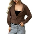 thumbnail image 1 of XPMWRP Women's Open Front Button Down Oversized Cardigan Drop Shoulder Sweater Long Sleeve Solid Color Loose Knit Jacket Fall Causal Loungewear Brown Free Size, 1 of 8