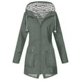 thumbnail image 1 of XPMWRP Women's Outdoor Hooded Coats Waterproof Solid Color Rain Jackets Lightweight Zip Up Windbreaker Long Sleeve Coat with Pockets Gray XXL, 1 of 5