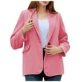 thumbnail image 1 of XPMWRP Women's Oversized Button Blazer Stretch Notched Lapel Collar Long Sleeve Jacket Suit Business Casual Solid Color Coat with Pockets Pink L, 1 of 5