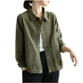 thumbnail image 1 of XPMWRP Women's Oversized Casual Jackets Lightweight Loose Fit Shackets Cotton Button Down Dressy Solid Color Coats Green XL, 1 of 5