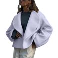 thumbnail image 1 of XPMWRP Women's Oversized Cropped Coats Lapel Open Front Long Sleeve Solid Color Jacket Winter Warm Loose Jacket White S, 1 of 3