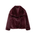 thumbnail image 1 of XPMWRP Women's Oversized Faux Fur Open Front Jacket Solid Color Long Sleeved Casual Lapel Coats Winter Warm Trendy Loose Jacket with Pockets Red XS, 1 of 2