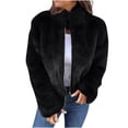 thumbnail image 1 of XPMWRP Women's Oversized Fleece Zip Up Jacket Solid Color Long Sleeved Casual Stand Collar Coats Winter Warm Trendy Jacket Black XXL, 1 of 7
