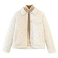 thumbnail image 1 of XPMWRP Women's Oversized Puffer Lapel Jacket Lightweight Solid Color Coats Long Sleeve Zip Up Puffy Coat Winter Casual Outwear Streetwear White L, 1 of 8
