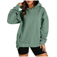thumbnail image 1 of XPMWRP Women's Oversized Solid Color Hooded Sports Sweatshirt Long Sleeve Casual Trendy Pullover Tops Winter Warm Soft Loose Clothes with Pockets Green XXL, 1 of 7