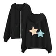 thumbnail image 1 of XPMWRP Women's Oversized Star Embroidery Graphic Zip Up Sweatshirts Hoodies Cute Long Sleeve Fleece Fall Winter Warm Sweatshirt Black XXL, 1 of 3