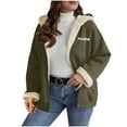 thumbnail image 1 of XPMWRP Women's Oversized Zip Solid Color Casual Hooded Fleece Jacket Unisex Fall Winter Warm Plush Lined Sherpa Long Sleeve Coat Green S, 1 of 8
