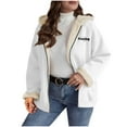 thumbnail image 1 of XPMWRP Women's Oversized Zip Solid Color Casual Hooded Fleece Jacket Unisex Fall Winter Warm Plush Lined Sherpa Long Sleeve Coat White M, 1 of 8