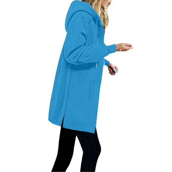 XPMWRP Women's Packable Lightweight Quilted Oversized Solid Color Zip up Quilted Hooded Coat Winter Jacket with Pockets Blue S
