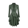 thumbnail image 1 of XPMWRP Women's Packable Steampunk Long Striped Jacket Renaissance Victorian Gothic Blazer Lightweight Outerwear Coat Green XL, 1 of 8
