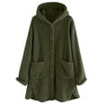 thumbnail image 1 of XPMWRP Women's Plus Size Fleece Hooded Coat Button Solid Color Long Sleeve Fashion Jacket Winter Warm Loose Jacket with Pockets Green XXL, 1 of 9