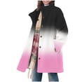 thumbnail image 1 of XPMWRP Women's Plus Size Gradient Color Fleece Jacket Long Sleeve Button Down Casual Coats Lapel Collar Winter Loose Jacket with Pockets Black L, 1 of 7