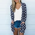thumbnail image 1 of XPMWRP Women's Plus Size Polka Dot Jacket Long Sleeve Open Front Casual Coats Fall Winter Loose Jacket with Pockets Blue L, 1 of 5