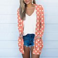thumbnail image 1 of XPMWRP Women's Plus Size Polka Dot Jacket Long Sleeve Open Front Casual Coats Fall Winter Loose Jacket with Pockets Orange XXL, 1 of 5