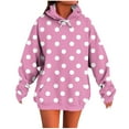 thumbnail image 1 of XPMWRP Women's Polka Dot Printed Oversized Hoodie Sweatshirt Loose Comfortable Cute Pullover Long Sleeve Crewneck Casual Sweatshirt with Pockets Pink XXL, 1 of 5