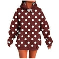 thumbnail image 1 of XPMWRP Women's Polka Dot Printed Oversized Hoodie Sweatshirt Loose Comfortable Cute Pullover Long Sleeve Crewneck Casual Sweatshirt with Pockets Red S, 1 of 5
