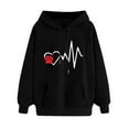 thumbnail image 1 of XPMWRP Women's Print Hoodies Drawstring Sweatshirt Loose Casual Sweaters Long Sleeve Fall Winter Oversized Pullover Tops Black L, 1 of 4