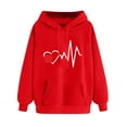 thumbnail image 1 of XPMWRP Women's Print Hoodies Drawstring Sweatshirt Loose Casual Sweaters Long Sleeve Fall Winter Oversized Pullover Tops Red S, 1 of 4