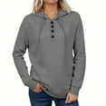 thumbnail image 1 of XPMWRP Women's Quarter Button Hoodies Sweatshirts Cute Fashion Long Sleeve Solid Color Pullover Tops Fall Winter Clothes with Pockets Gray S, 1 of 4