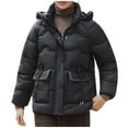 thumbnail image 1 of XPMWRP Women's Quilted Detachable Hoodies Solid Color Jackets Warm Winter Zip Oversized Casual Jackets Puffer Stand Collar Long Sleeve Coat with Pockets Black XXXL, 1 of 9