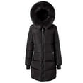 thumbnail image 1 of XPMWRP Women's Quilted Fleece Hooded Puffer Jacket Long Sleeve Solid Color Long Coat Winter Warm Thick Zipper Jacket with Pockets Black XL, 1 of 8