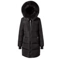 thumbnail image 1 of XPMWRP Women's Quilted Fleece Hooded Puffer Jacket Long Sleeve Solid Color Long Coat Winter Warm Thick Zipper Jacket with Pockets Black XXL, 1 of 8