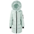 thumbnail image 1 of XPMWRP Women's Quilted Fleece Hooded Puffer Jacket Long Sleeve Solid Color Long Coat Winter Warm Thick Zipper Jacket with Pockets Green L, 1 of 8