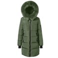 thumbnail image 1 of XPMWRP Women's Quilted Fleece Hooded Puffer Jacket Long Sleeve Solid Color Long Coat Winter Warm Thick Zipper Jacket with Pockets Green S, 1 of 8