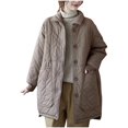 thumbnail image 1 of XPMWRP Women's Quilted Puffer Casual Jackets Vintage Button Down Puffy Jacket Lapel Coats Solid Color Winter Warm Clothes with Pockets Gray XL, 1 of 9