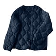 thumbnail image 1 of XPMWRP Women's Quilted Solid Color Coat Inner Wear Warm Crew Neck Button Lightweight Versatile Coats Puffer Padded Winter Outwear with Pockets Black XL, 1 of 3