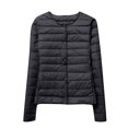 thumbnail image 1 of XPMWRP Women's Quilted Thicken Coats Solid Color Long Sleeve Button Coats Winter Warm Loose Jacket with Pockets Black L, 1 of 4