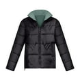thumbnail image 1 of XPMWRP Women's Quilted Thicken Puffer Zip Jacket Long Sleeve Stand Collar Solid Color Coat Warm Winter Loose Trendy Padded Coat with Pockets Black XXL, 1 of 8