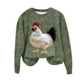 thumbnail image 1 of XPMWRP Women's Rooster Embroidery Fashion Sweatshirt Oversized Long Sleeve Fall Winter Pullover Crew Neck Loose Sweatshirts Green L, 1 of 4